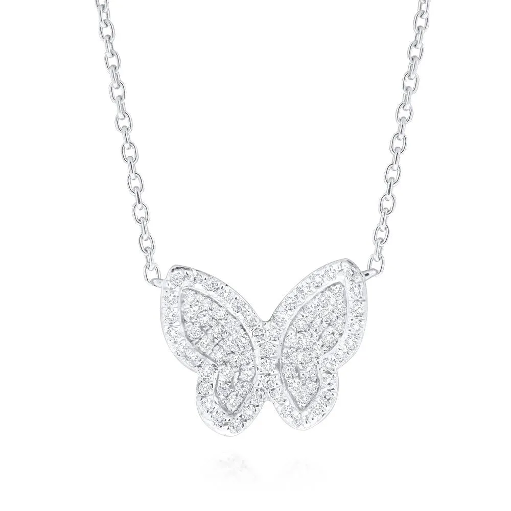 14k White Gold Diamond Butterfly