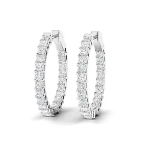 5.50 CT Princess Cut Diamonds - Hoop Earrings