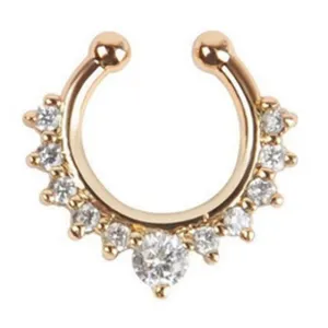 High Quality Titanium Crystal Fake Nose Ring Septum Piercing Hanger Clip On Body Jewelry