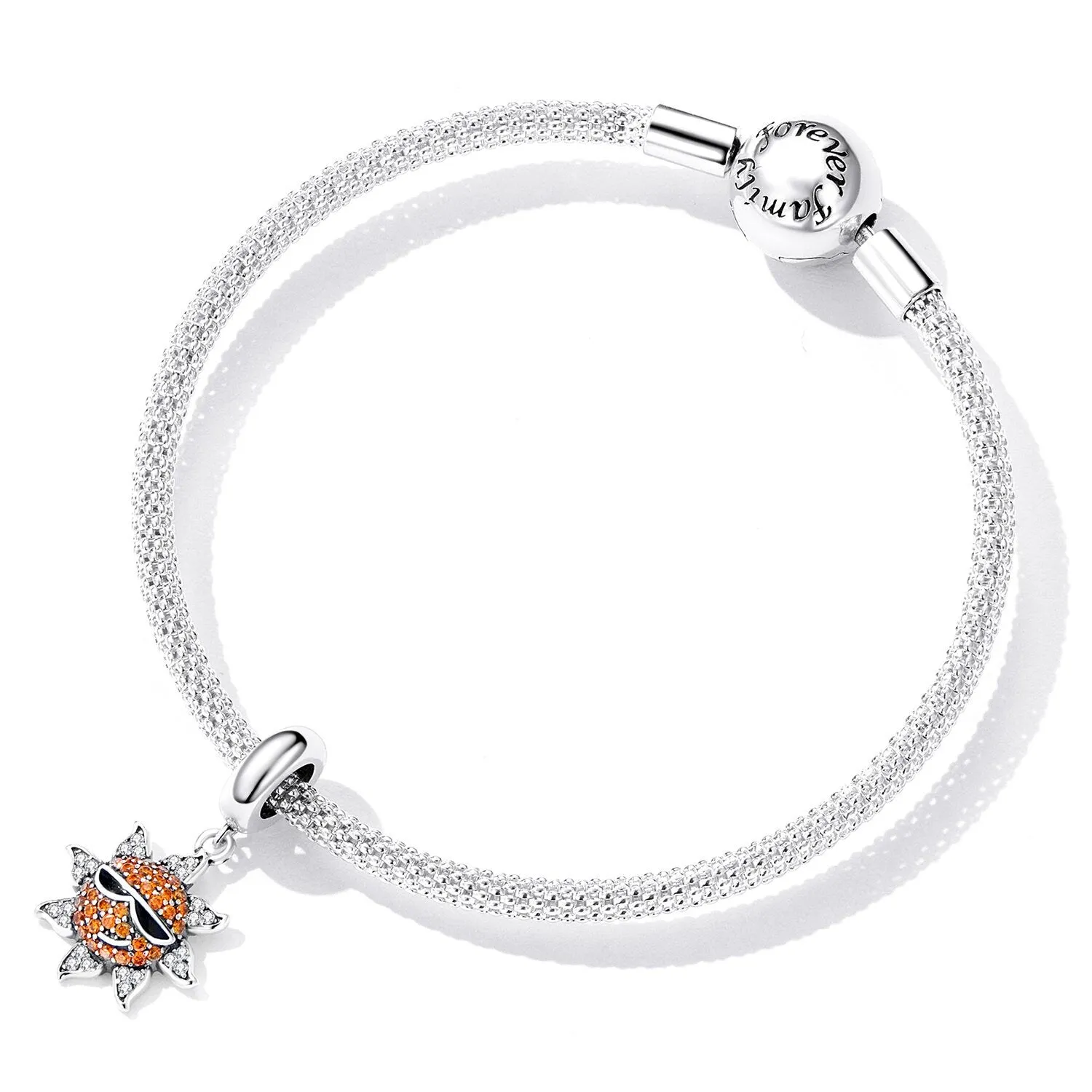 S925 Silver Delicate Sun Pendant Charm for Bracelet