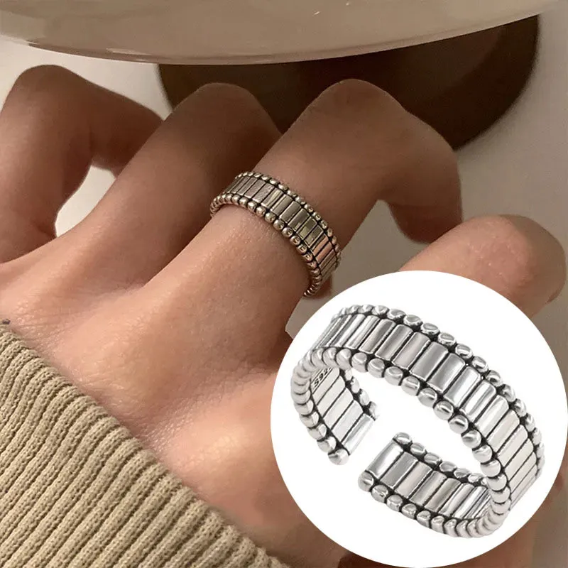 Silver Simple Punk Hollow Rings For Women Geometric Fashion Open Adjustable Handmade Party Jewelry Gift Allergy Engagement ring